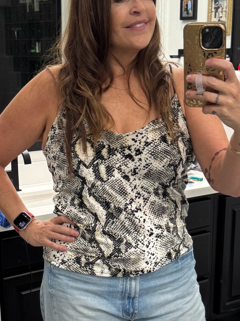Project Social T Snake Print Tank Top in Black and Cream